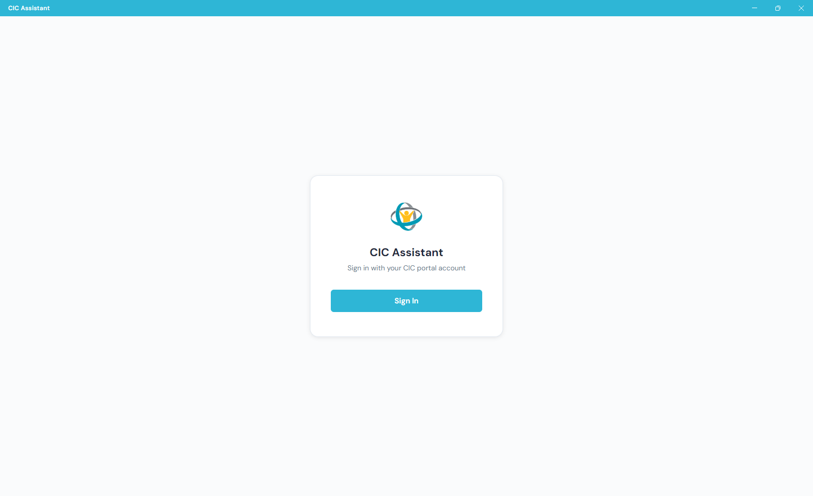CIC Assistant sign in screen with Sign In button