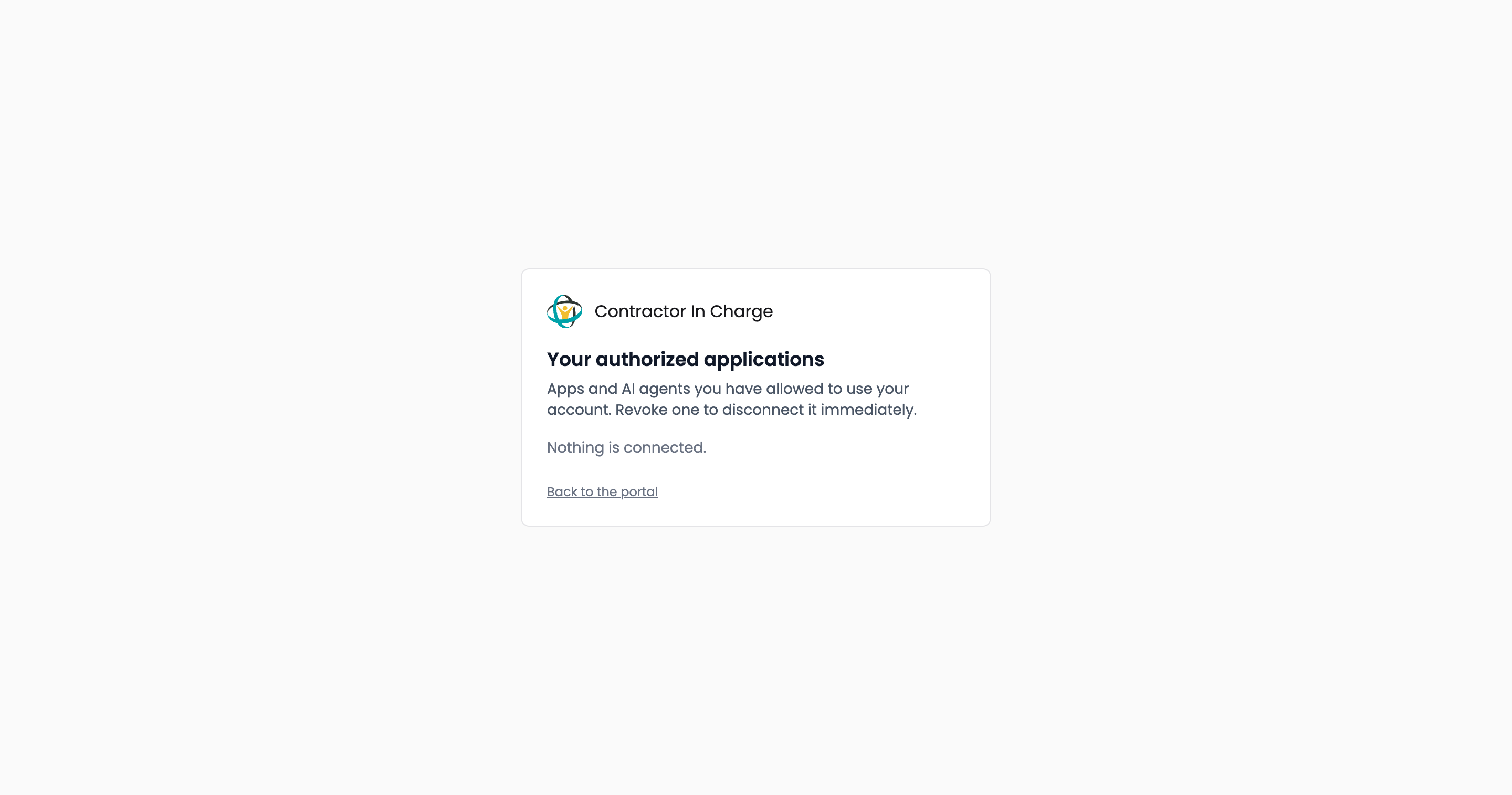 Authorized applications page listing connected apps and agents with a Revoke button