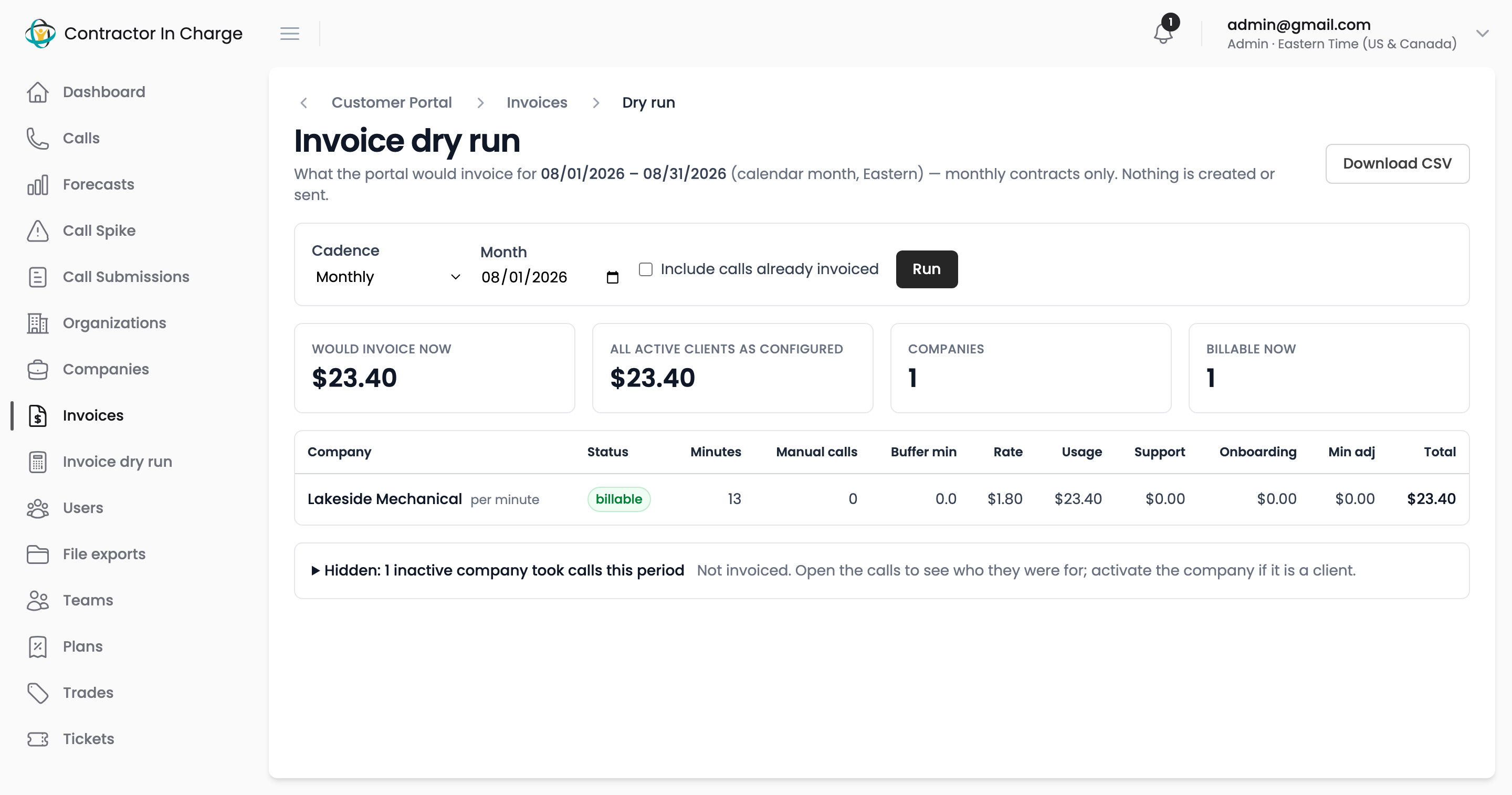 Dry run switched to the monthly cadence